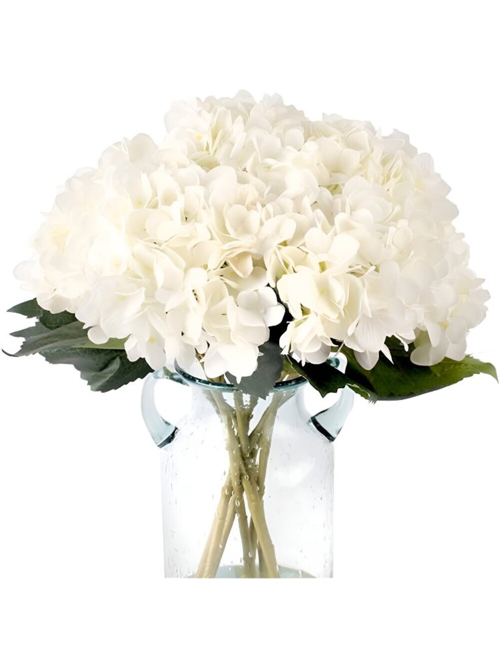 Artificial Silk Hydrangea Flowers Bouquets with Stems 3Pcs (White)